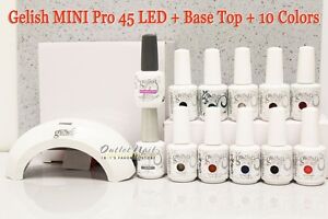 Gelish Basic Starter Kit MINI Pro 45 LED Light Lamp+Base Top Coat+10 Color 15 mL