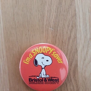Vintage Badge I'm a Snoopy Saver Bristol & West Peanuts 5.5cm Pin Button - Picture 1 of 4