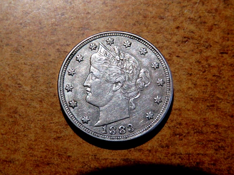 First Year of Issue 1883 Liberty "V" Nickel Nice Coin AU Condition Cover