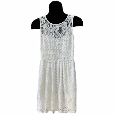 Vestido Love Fire Juniors Talla S Crema Encaje Superpuesto Forrado Romántico Coqueta Foto 1 de 4