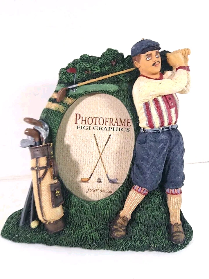 Marco de fotos - Golfista vintage 3,5 x 5" ovalado foto resina 3D Foto 1 de 4