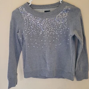 Girls Gap Kids Large (10) Grey Sweatshirt With Sequence Beads - Picture 1 of 4