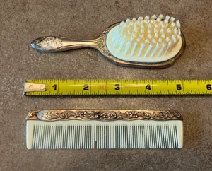 Vintage Ornate Hair Brush & Comb Set Silver Plated Vanity Set - Free shipping - Bild 1 von 5