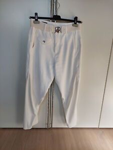 High Use Hose Damen Gr. DE 38 Creme Weiß Straight Patchwork Tech-Wear