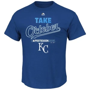 Kansas City Royals MAJESTIC Authentic Collection "Take October" Blue T Shirt Men - Picture 1 of 1