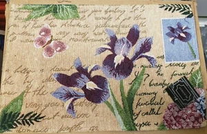 Set of 2 New Tapestry Placemats, 13" x 19", FLOWERS & PINK BUTTERFLY by HC - Picture 1 of 10