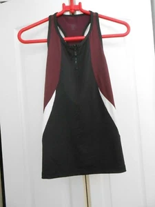 TAIL WOMEN TENNIS---BURGUNDY/BLACK/WHITE SKIRT AND TOP--MEAS. IN DESCRIPTION - Picture 1 of 2