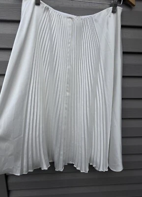 Ralph Lauren Purple Label Satin Ivory Pleated Midi Lined  Skirt Swing 12 - Image 1 of 4