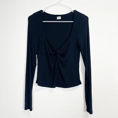 Sunday Best Aritzia Shirt Womens Size Medium Navy Blue Long Sleeved Ribbed - Imagem 1 de 4