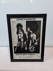 Discharge Grave New World 1987 FRAMED ADVERT MUSIC POSTER A4 8X12" - Foto 1 di 2