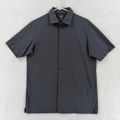 Camisa Uniqlo Airism Para Hombre Gris Mediana Manga Corta Botón Delantero Ligera Foto 1 de 4