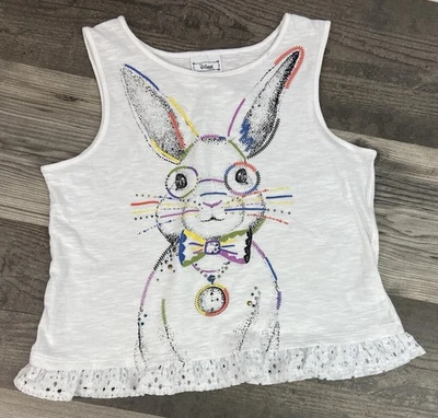 D Signed  -Alice And Wonderland White Rabbit Shirt. Size- 10/12 Youth. - Image 1 of 4