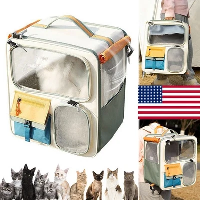 Mochila Ventana Transparente Mascota con Cremallera Gran Capacidad para Coche Camping Foto 1 de 4