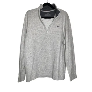 Vineyard Vines Men 1/4 Zip Pullover Sweater Long Sleeve Cotton Light Gray Large - Picture 1 of 4
