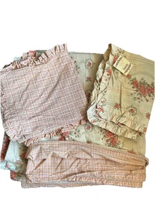 Ethan Allen Genevieve Queen Cotton Bed Set Duvet Cover-4 Pillow Shams Reversibl - Picture 1 of 12