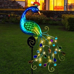 Metal Peacock Garden Solar Lights Outdoor Decorative Garden Stake Lights- Wat... - Picture 1 of 9