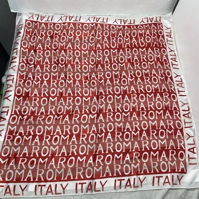 Italy Rome Roma Scarf Wrap Spellout Souvenir Red White Travel Satin Large 38x40 - Image 1 of 4