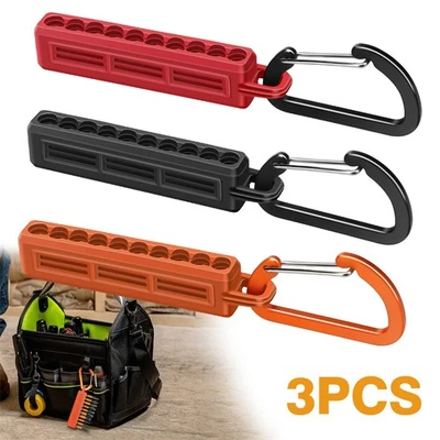 3pcs 1/4" Hex Screwdriver Bit Holder Storage Organizer 10-Hole with Carabiner - Image 1 of 4