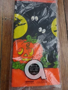 Vtg 70's Halloween Paper Table Cover NOS 54"×102" Rectangle SPOOK EYES WITCH - Picture 1 of 3