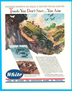 Weiße LKW Militär Halbspur Panzerfahrzeug Armee Pfadfinder Autos Druck Anzeige 1942 - Bild 1 von 4