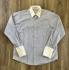 J. PRESS Uomo LS Blu Bianco Righe Oxford Bottoni Ago Singolo Sartoriale | 16-35 - Foto 1 di 7