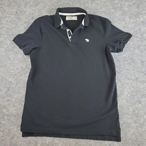 Camisa Polo Abercrombie & Fitch Para Hombre Grande Negra Cuello 1/4 Botón Manga Corta - Imagen 1 de 14