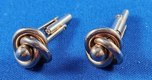 Vintage Cufflinks Love Knots Ball Goldtone Large - Picture 1 of 3