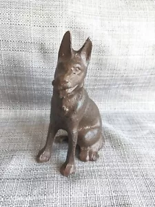 Cast Iron German Shepherd Dog Figurine Statue 6" Door stop Paper weight rustic - Picture 1 of 7