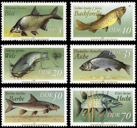 EBS East Germany DDR 1987 - Freshwater Fish - Michel 3095-3100 - MNH** Cover