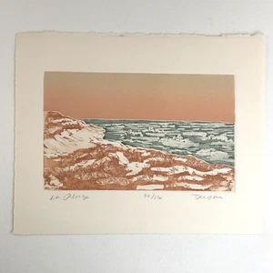 Ann Der Gara La Plage Radierung mit Relief 3 Platten 4 farbig signiert 32/500 Landschaft - Bild 1 von 15