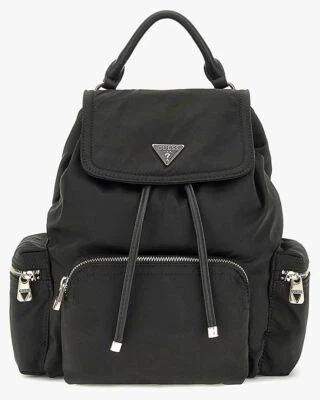 Guess Drawstring Gemma Eco Mini Backpack Womens Bag In Black - Image 1 of 2