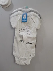 Onesies 5 In A Pack Gray Blend Gerber Short Sleeve Onesies 6-9 Mths Snap Crotch - Picture 1 of 10
