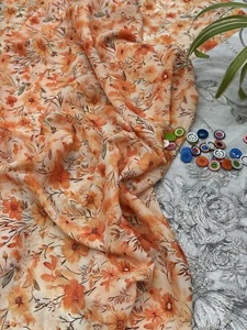 ✅Printed Dress Fabric Crepe Super Soft Smooth Skirts Lining blouse Suits - Picture 1 of 2