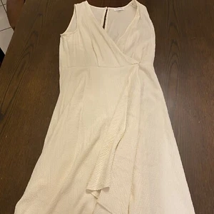 Calvin Klein Faux Wrap Cream Sleeveless Maxi Dress Size 10 - Picture 1 of 5