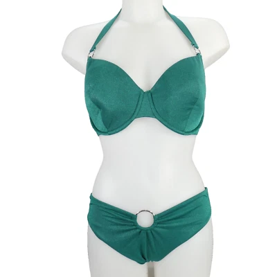 Conjunto de bikini verde Calzedonia con aros parte superior copa DD 10 anillo en tórico parte inferior Reino Unido 12 Foto 1 de 4