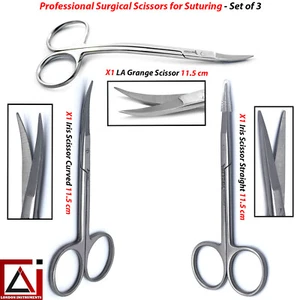 Professional Surgical Scissors for Suturing Iris Str & Cur LA Grange Set of 3 CE - Picture 1 of 5