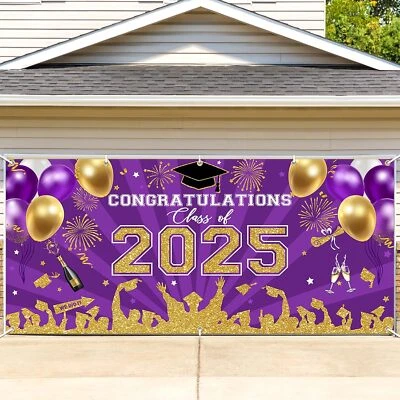 Banner de puerta de garaje de graduación 2025 felicitaciones clase cubierta de puerta decoración de fiesta Foto 1 de 4