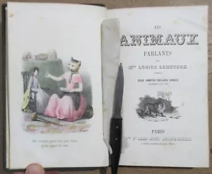 LOUISE LENEVEUX LES ANIMAUX PARLANTS 1849 12 PLANCHES COULEURS DE LOUIS LASSALLE - Picture 1 of 12