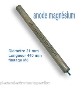 Anode magnésium pour chauffe eau Ø 21 Lg 440 filetage M8 anode sacrificielle - Imagen 1 de 1