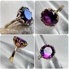 Vtg 14K Yellow Gold Ring Round Amethyst Color Stone 6.5g Jewelry Size 6