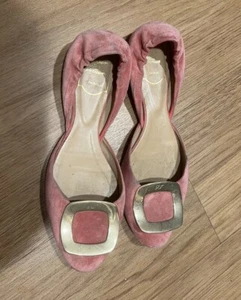 Roger Vivier Pink Ballet Flats - chamois leather/sueded - Perfect condition  - Picture 1 of 3