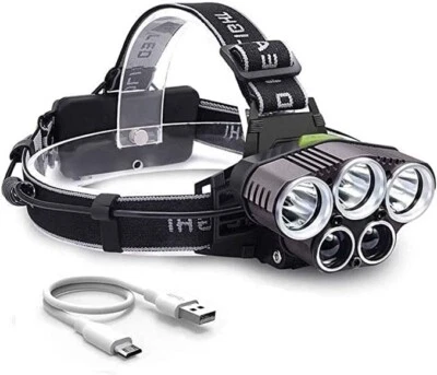 Lampada da testa torcia Lavoro Frontale 5 Luci a LED  4 Modalità Impermeabile - Immagine 1 di 4