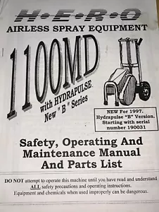 Hero 1100 MD airless sprayer Operating manual (COPY) - Picture 1 of 4