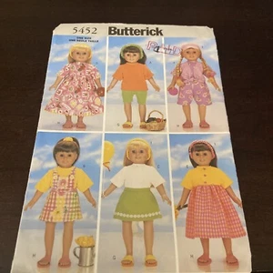 Butterick 5452 18" doll wardrobe Shorts Overalls Skirt Top Visor Headband Uncut - Picture 1 of 4