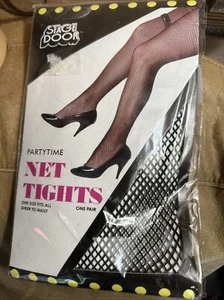 Stage Door Party Time Thick Black Fishnet Stockings To Waist Sexy 1988 New - Picture 1 of 13
