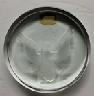 Paperweight Crystal US Eagle Etched 3.25&quot;Diam Disc Signed Val S Lambert