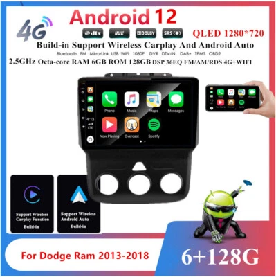 Radio estéreo GPS Android 12 QLED de 9"" para Dodge RAM 1500-5500 2013-2018 Carplay Foto 1 de 4