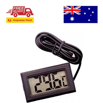 Digital LCD Thermometer for Fish Tank / Aquarium - C° / Fº - Black - 1m Cable - Image 1 of 4