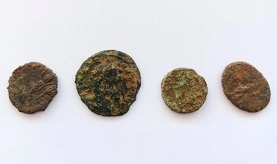 Lot of 4 Ancient Roman Coins - Unknown Denomination - Image 1 of 4