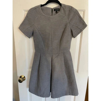 Topshop Womens Sz 4 Dress Pleated Fleece Heather Gray Moldova Short Sleeve - Изображение 1 из 4